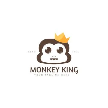 Monkey with crown logo design icon illustration Stock Illustration