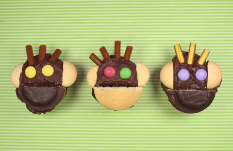 Monkey cupcakes Stock Photos