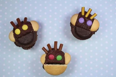 Monkey cupcakes Stock Photos