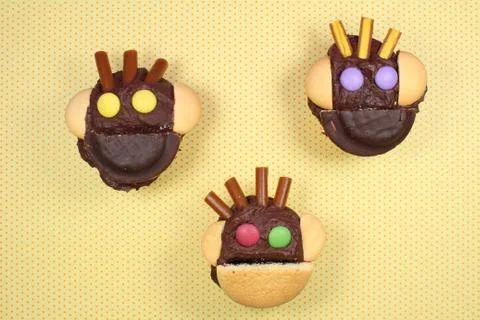 Monkey cupcakes Stock Photos