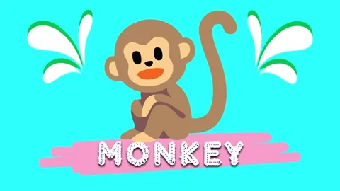 Monkey cute adorable animals name animated motion graphics 3D Stock Footage 297688566