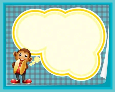A monkey with cymbals and an empty callout Stock Illustration