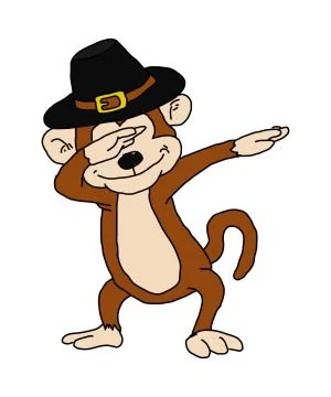 Monkey Dab Dance - Monkey Dabbing Cartoon Stock Illustration