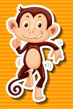 Monkey dancing on yellow background 스톡 일러스트