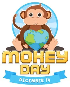 Monkey day text banner design Stock Illustration