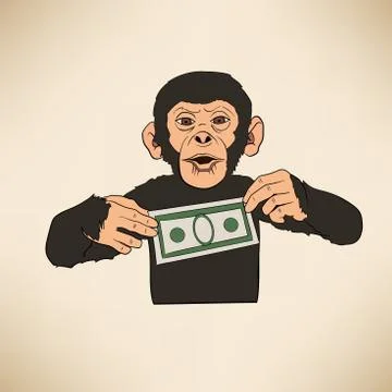 Monkey with dollar Stock-Illustration
