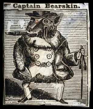 A monkey dressed up like a gentleman. Etching with engraving. Stock Illustration