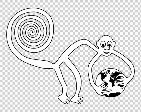 Monkey with the Earth in hands Stockillustratie