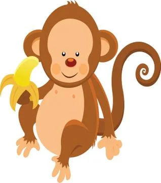 Monkey eats banana Stock Illustration