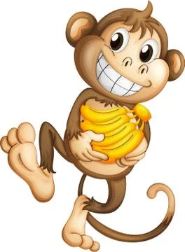 Monkey eats banana Stock Illustration