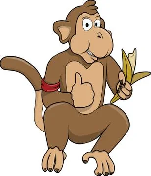 Monkey eats banana Stock Illustration