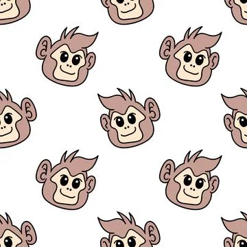 Monkey emoticon seamless pattern textile. repeat pattern background design Stock Illustration