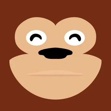 Monkey face cartoon. simple cute animal face t-shirt design for kids. Vector  Stock Illustration