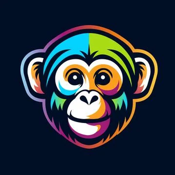 Monkey Face Colorful Vector Illustrazione stock