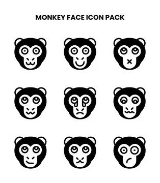 Monkey Face DuoTone Bundle Icons Pack Stock Illustration