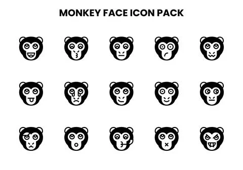 Monkey Face DuoTone Collection Icons Pack Illustrazione stock