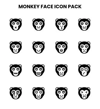 Monkey Face DuoTone Design Icons Pack Stock Illustration