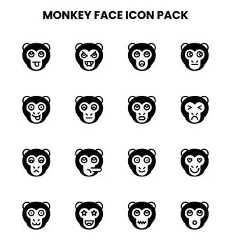 Monkey Face DuoTone Design Icons Pack 스톡 일러스트