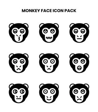 Monkey Face DuoTone Scalable Icons Pack Illustrazione stock
