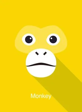 Monkey face flat icon design. Animal icons series, vector illustration Stock Illustration