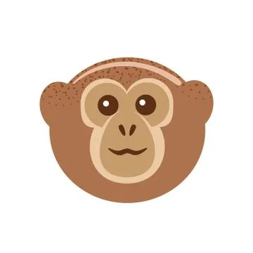 Monkey face in flat style on white background. Animal Cartoon head illustration Stock Illustration