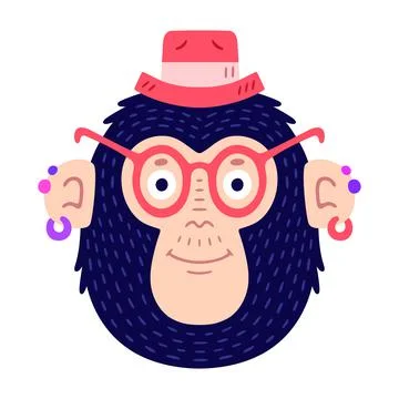 Monkey face flat vector Illustration. Stock Illustration