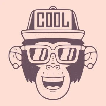 Monkey face flat vector Illustration. Stock Illustration