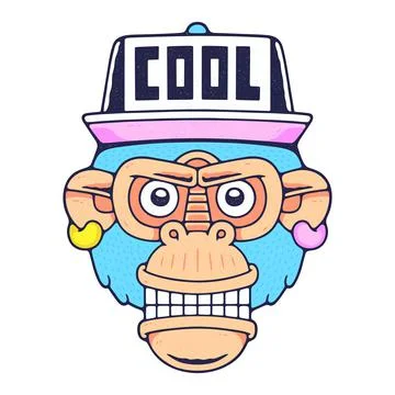 Monkey face flat vector Illustration. Stock Illustration