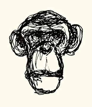 Monkey face. Hand drawn. Vector illustration Stock Illustration