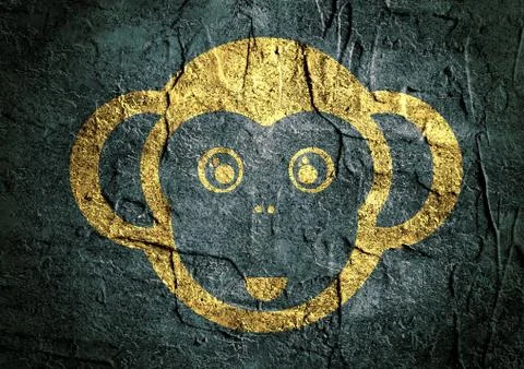 Monkey face icon on concrete textured surface Stock Illustration
