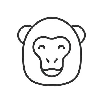 Monkey face, icon in line design. monkey, animal, primate, jungle, mammal, cute Stock Illustration