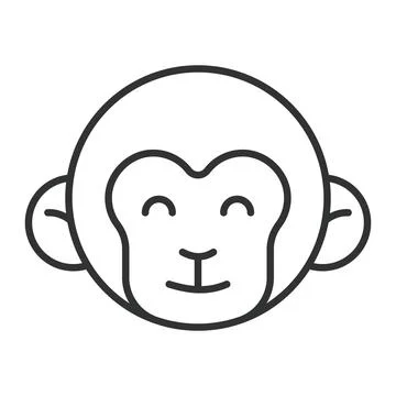 Monkey face, icon in line design. monkey, animal, primate, jungle, mammal, cute Stock Illustration