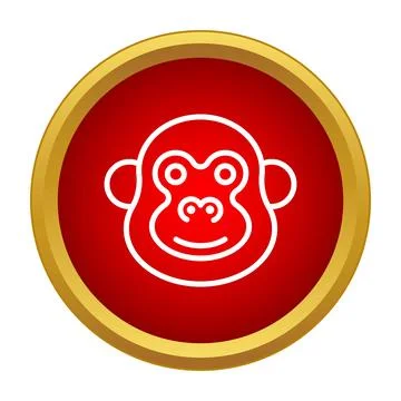Monkey face line art icon in red circle Illustrazione stock