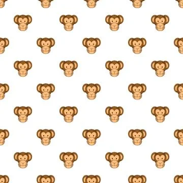 Monkey face pattern, cartoon style Stock Illustration