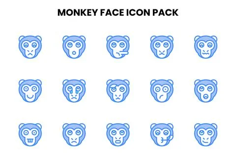 Monkey Face Two Colour Design Icons Pack Illustration