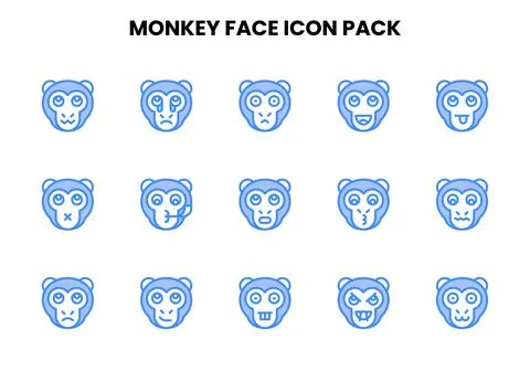 Monkey Face Two Colour Scalable Icons Pack Illustrazione stock