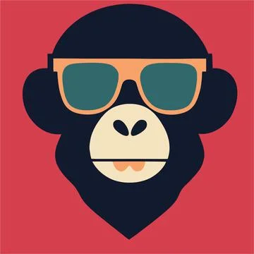 Monkey face vector illustration. Pop art animal wild chimp head, creative cha Illustrazione stock