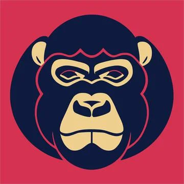 Monkey face vector illustration. Pop art animal wild chimp head, creative cha Ilustração Stock