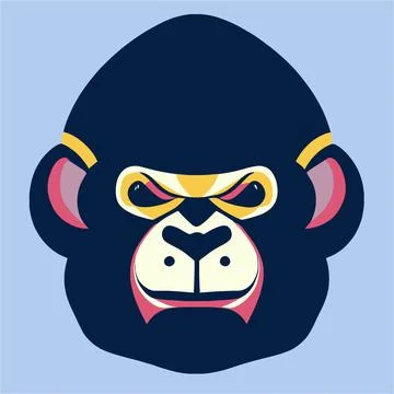 Monkey face vector illustration. Pop art animal wild chimp head, creative cha Illustrazione stock