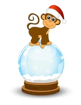 Monkey festive glass ball Stock Illustration
