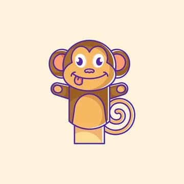 Monkey finger puppet cartoon Stock Illustration