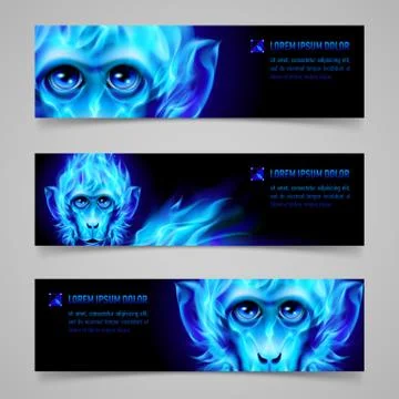 Monkey Fire Banners Illustrazione stock