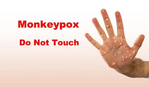 Monkey flower don't touch me lettering Stock Photos