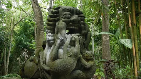 Monkey forest statue 24 Stock Footage 260181001