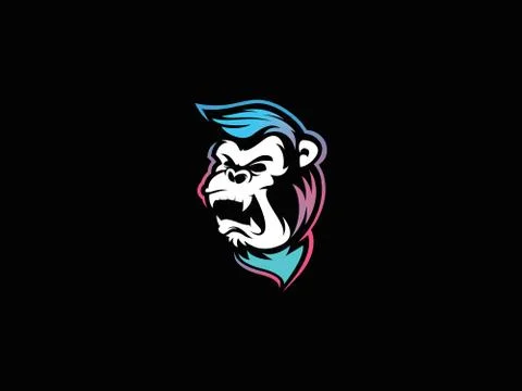 Monkey funky logo design inspiration 스톡 일러스트