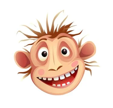 Monkey Funny Face Expression Chimp Head Isolated Illustrazione stock