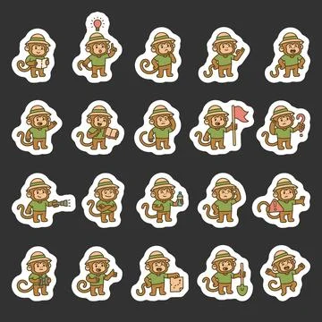 Monkey guide character set Stock Illustration