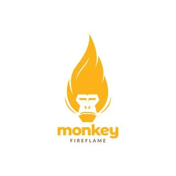 Monkey with hair fire flame logo design vector graphic symbol icon illustra.. Stock Illustration
