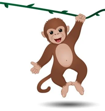 Monkey hanging on a branch Stock Illustration