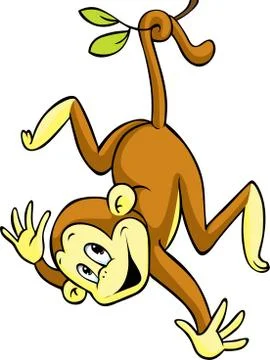 The monkey is hanging on a branch Stock Illustration